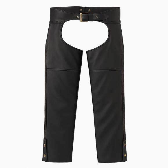 Bison Trading Co Vintage Leather Motorcycle Chaps Mens XXL Black - Picture 1 of 9